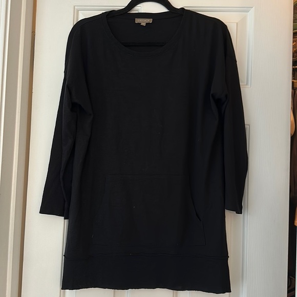 Lilla p Pima cotton modal blend pullover front pocket 3/4 sleeve small black - Picture 1 of 5